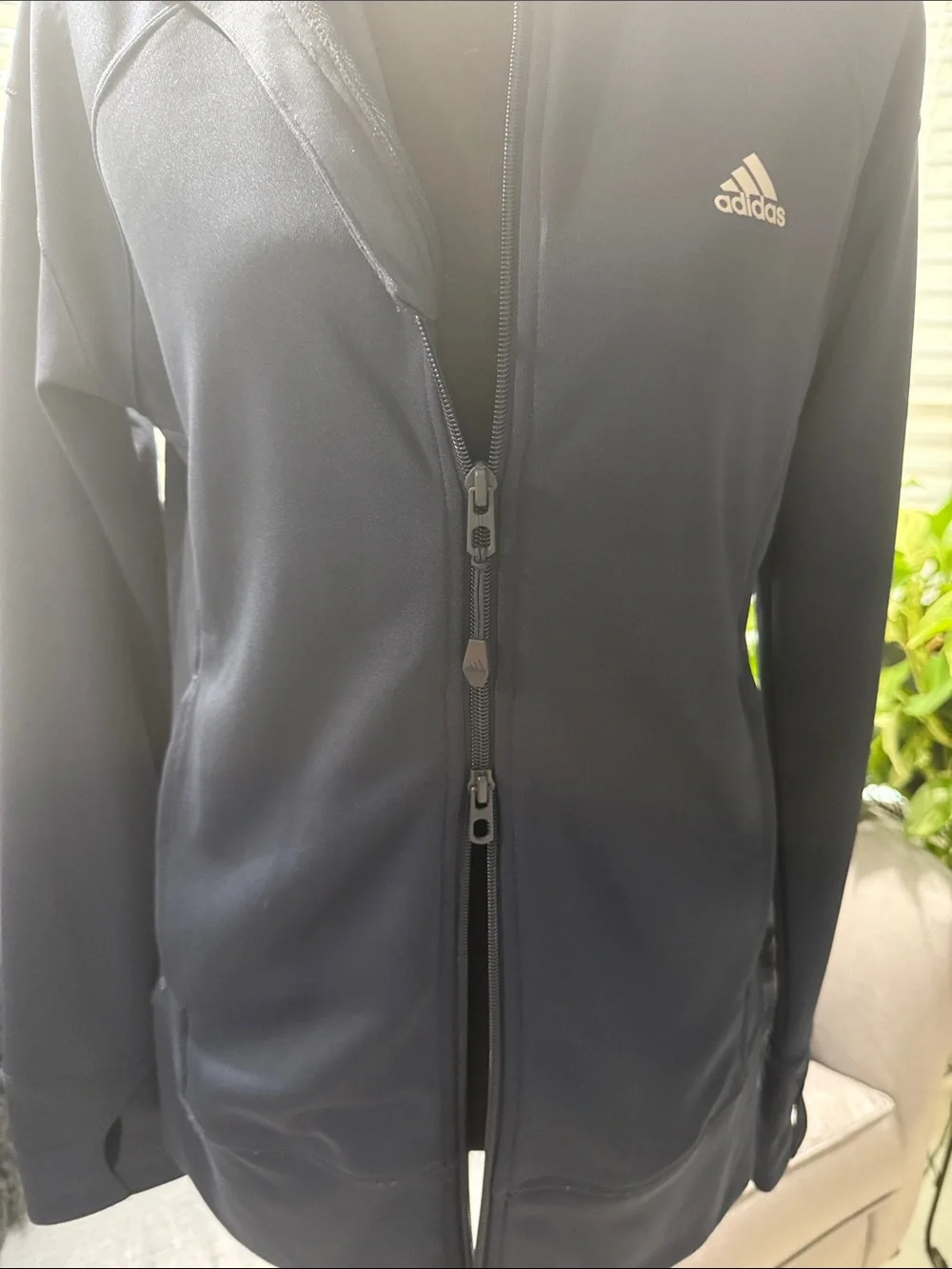 adidas Navy Full-Zip Athletic Jacket